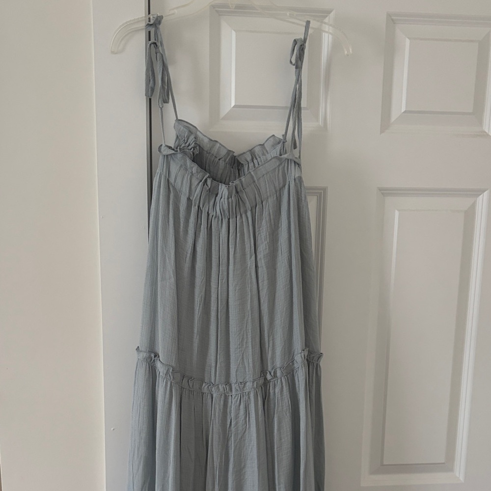 Merci size medium light blue tiered maxi dress with shoulder ties.